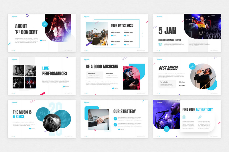 Modello PowerPoint per presentazione musicale Popper - Caratteristiche Immagine 3