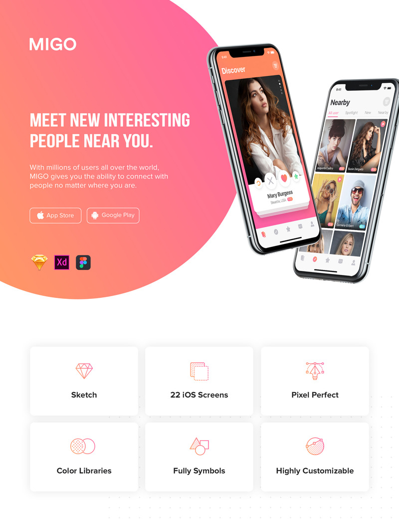 MIGO Dating - Mobile App UI Elements - Features Image 1
