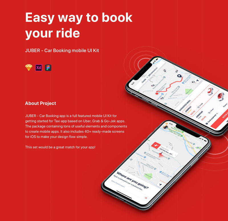 JUBER - Bilbokning Mobile App UI Elements - Features Image 2