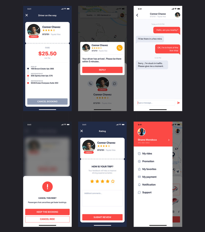 JUBER - Bilbokning Mobile App UI Elements - Features Image 13
