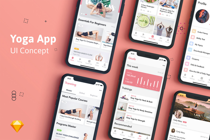 Yoga Fitness - Mobile App UI Elements - Features Image 1