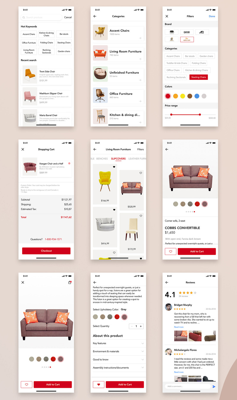 Furniture Design - Mobile App UI Elements - Features Image 5