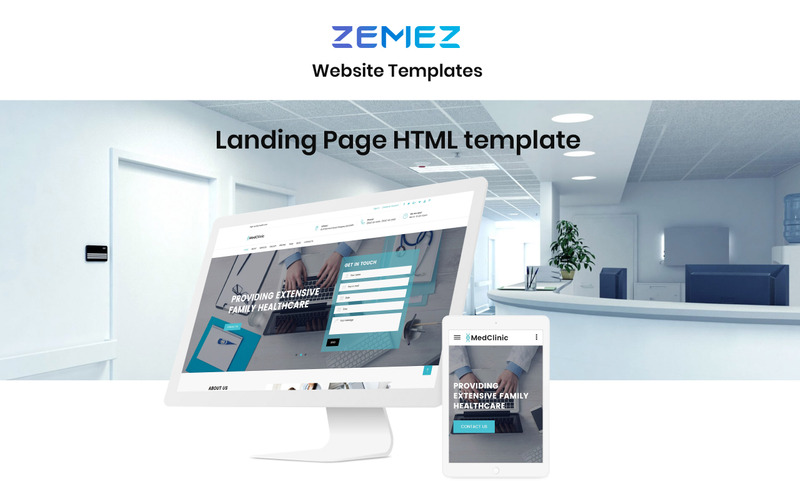 Responsivt MedClinic - Private Medical Clinic HTML5 Landing Page-mall #71682 - Funktionsbild 1
