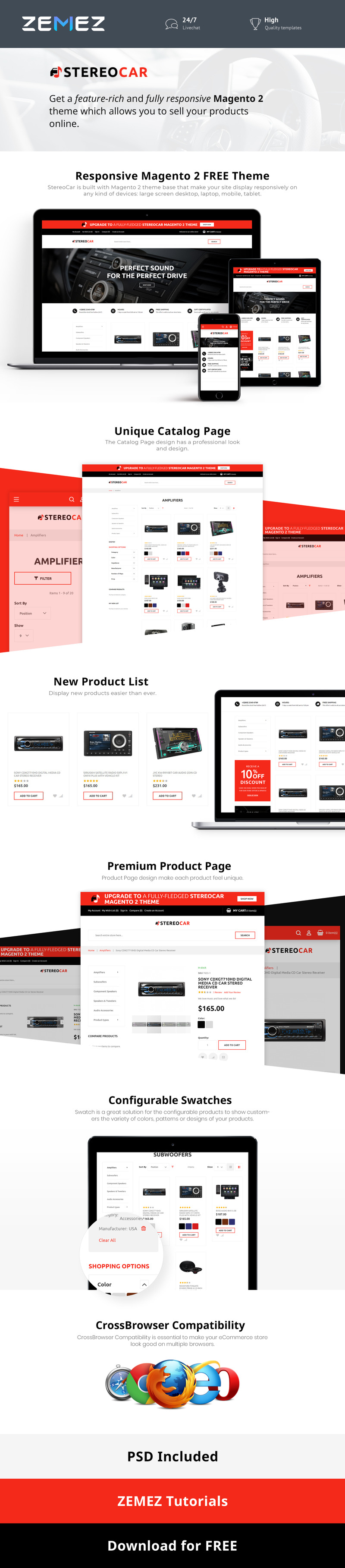 StereoCar - FREE Audio eCommerce Magento Theme - Features Image 1