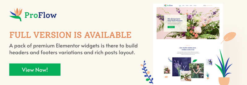 ProFlow: tema gratuito de WordPress para floristería, contemporáneo y minimalista - Características Imagen 1