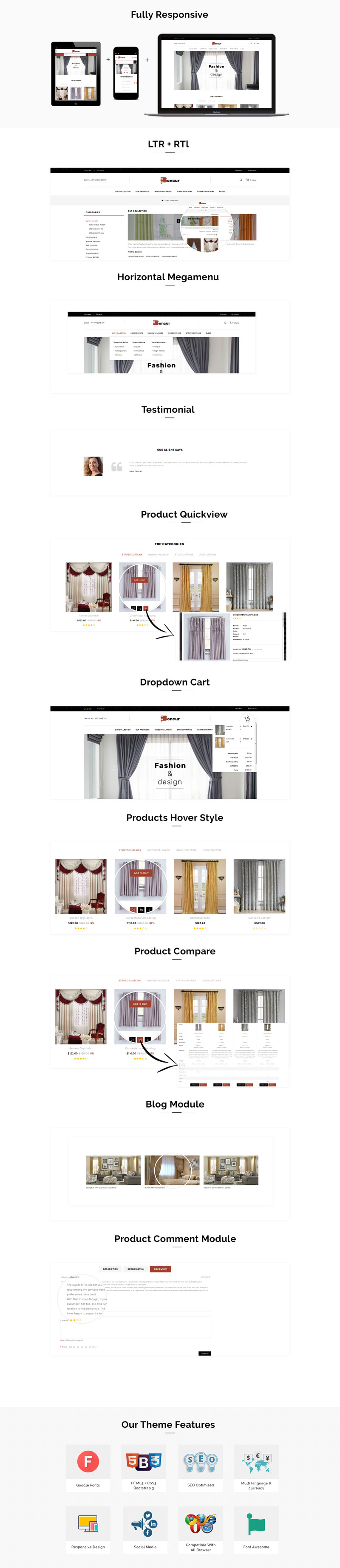 Boncur - Perde Mağazası Duyarlı OpenCart Şablonu - Features Image 1