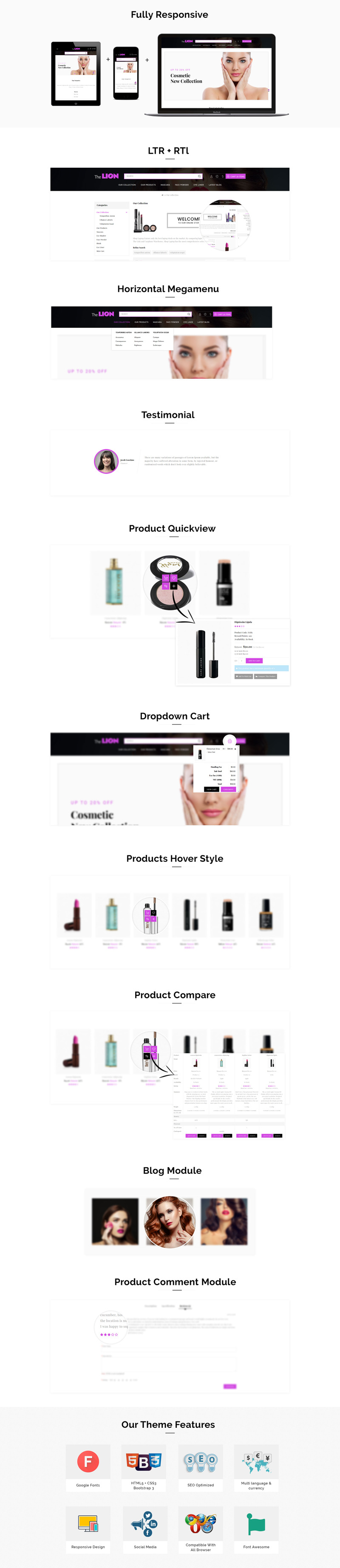 Lion Cosmetic - Beauty Store Responsive OpenCart Template - Features Image 1