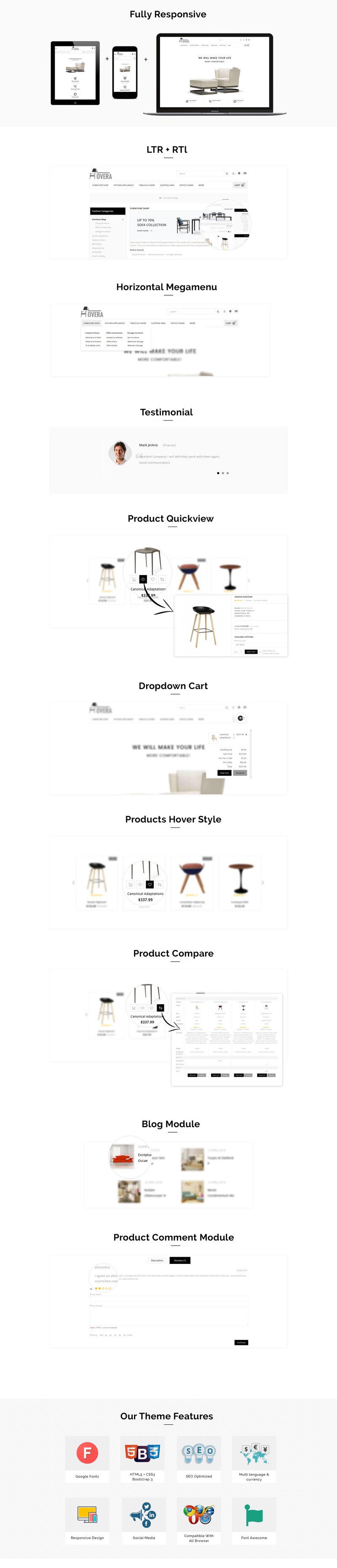 Hovera Furniture Responsive Store OpenCart Template - Features Image 1