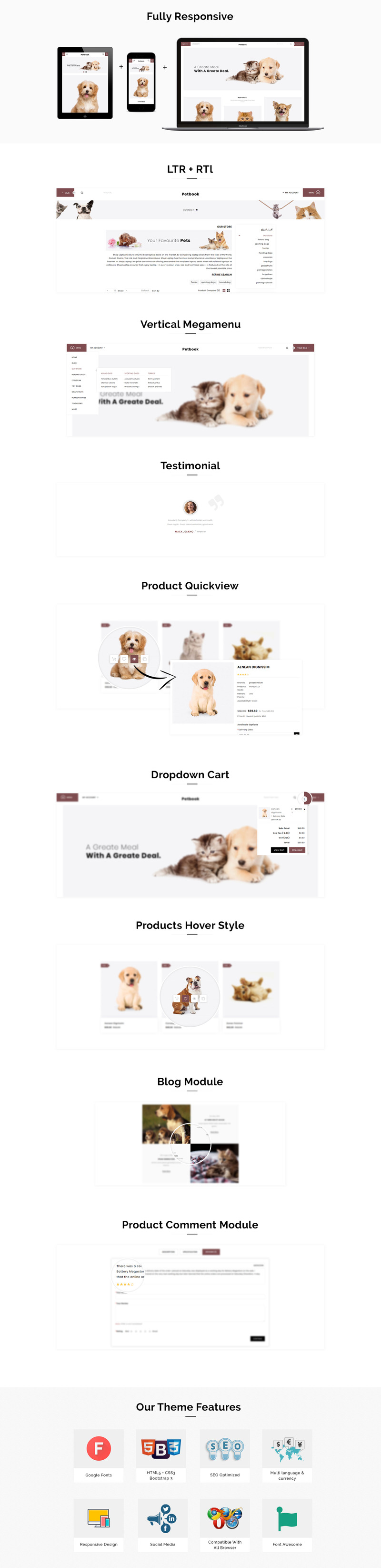 Petbook - Animal Shop Responsive OpenCart Template - Features Image 1