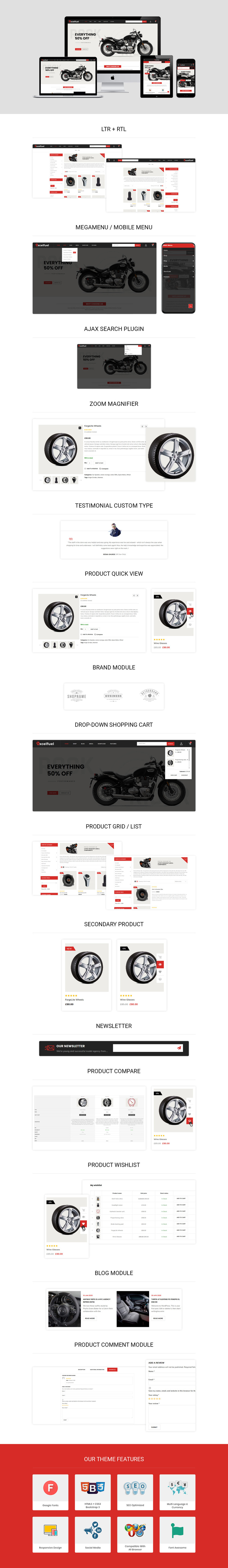 Excelfuel - The Automobile Store Responsive WooCommerce Theme - Features Image 1