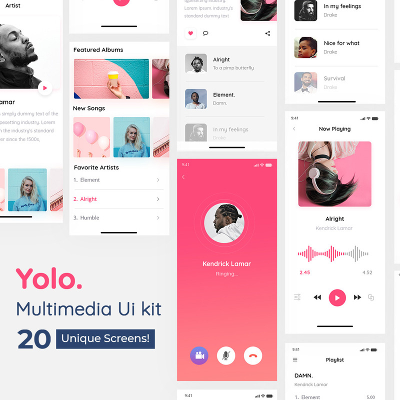 Yolo Multimedia Mobile App UI Elements - Features Image 1