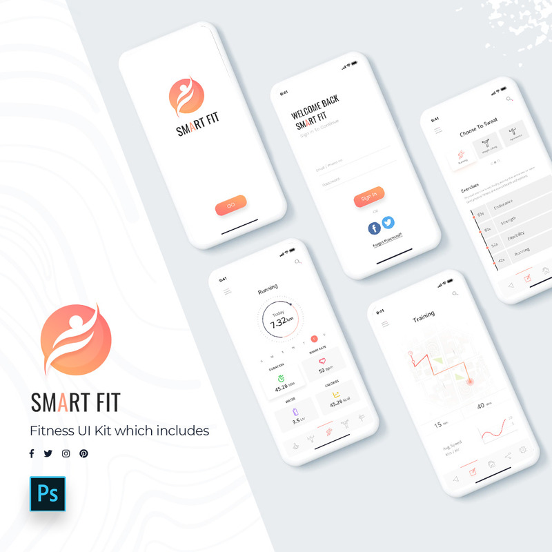 Smart Fit Mobile App UI Kit - Features Image 1