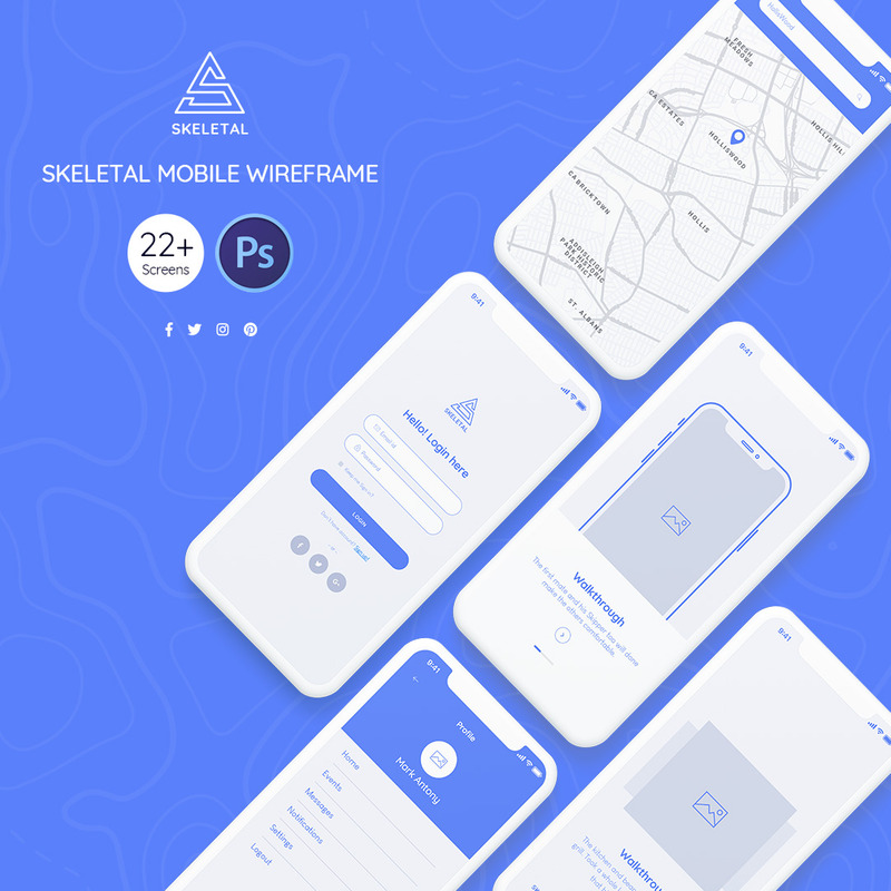 Skeletal Mobile Wireframe UI Elements - Features Image 1