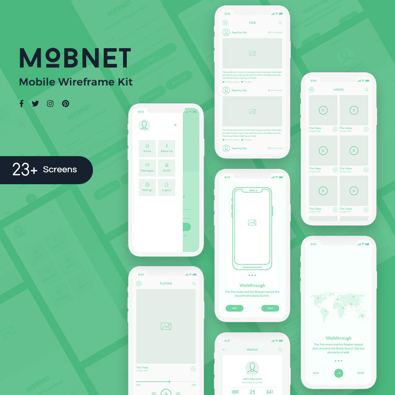 Mobnet Mobile Wireframe Kit UI Elements - Features Image 1