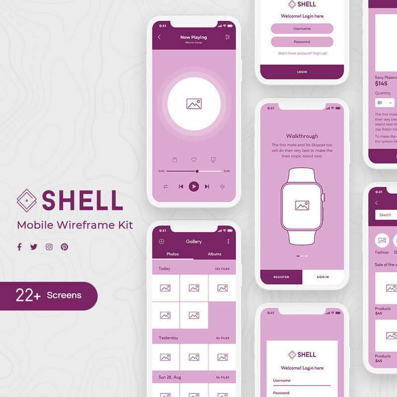 Shell Mobile Wireframe Kit UI Elements - Features Image 1