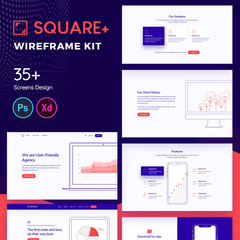 Square+ Web Wireframe Kit UI Elements - Features Image 1