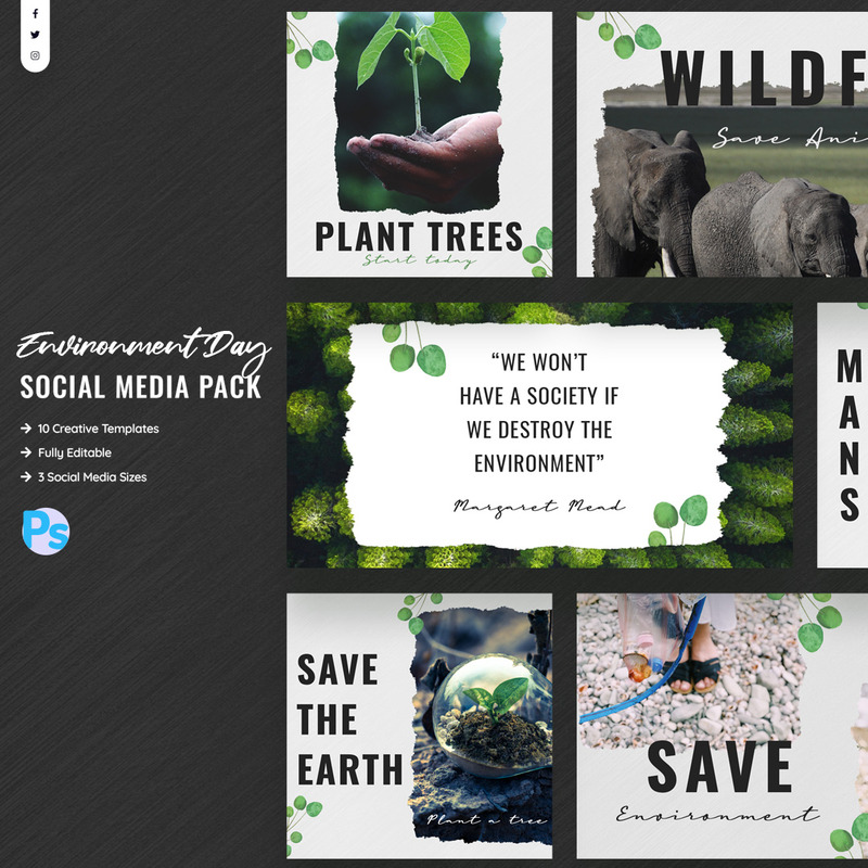 Modello di social media per la giornata dell'ambiente - Caratteristiche Immagine 1