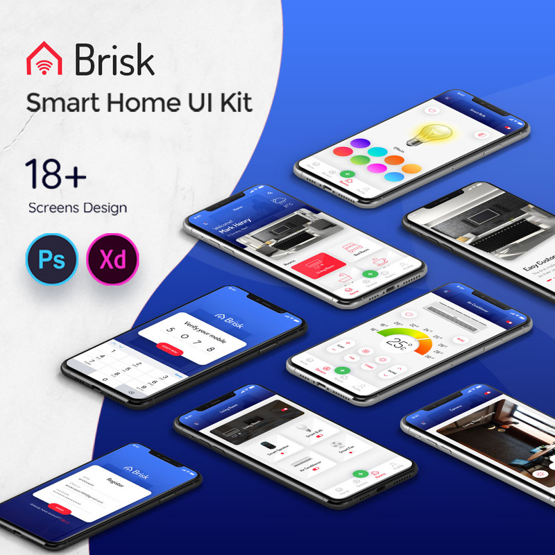 Brisk Smart Home Mobile App UI Kit - Features Image 1
