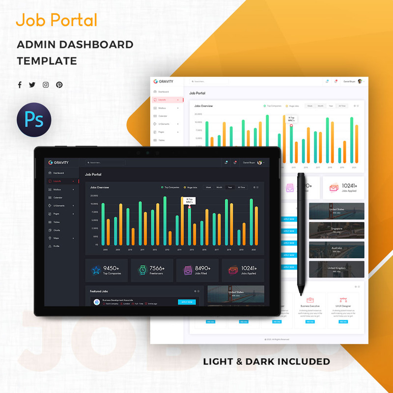 Job Portal Admin Dashboard UI Elements - Features Image 1