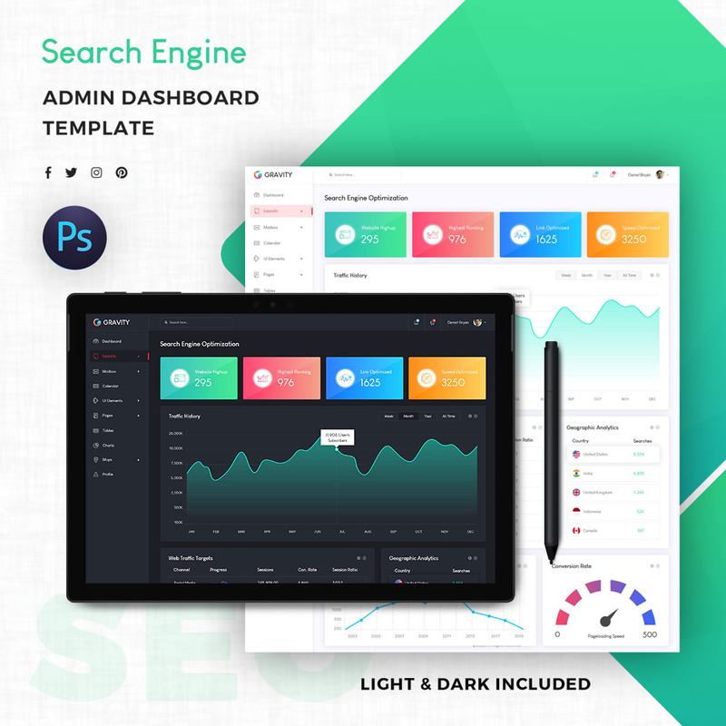 SEO Admin Dashboard UI Elements - Features Image 1
