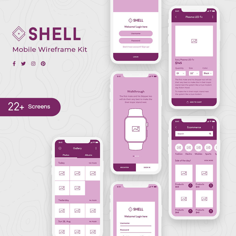 Shell Mobile Wireframe Kit UI Elements - Features Image 1