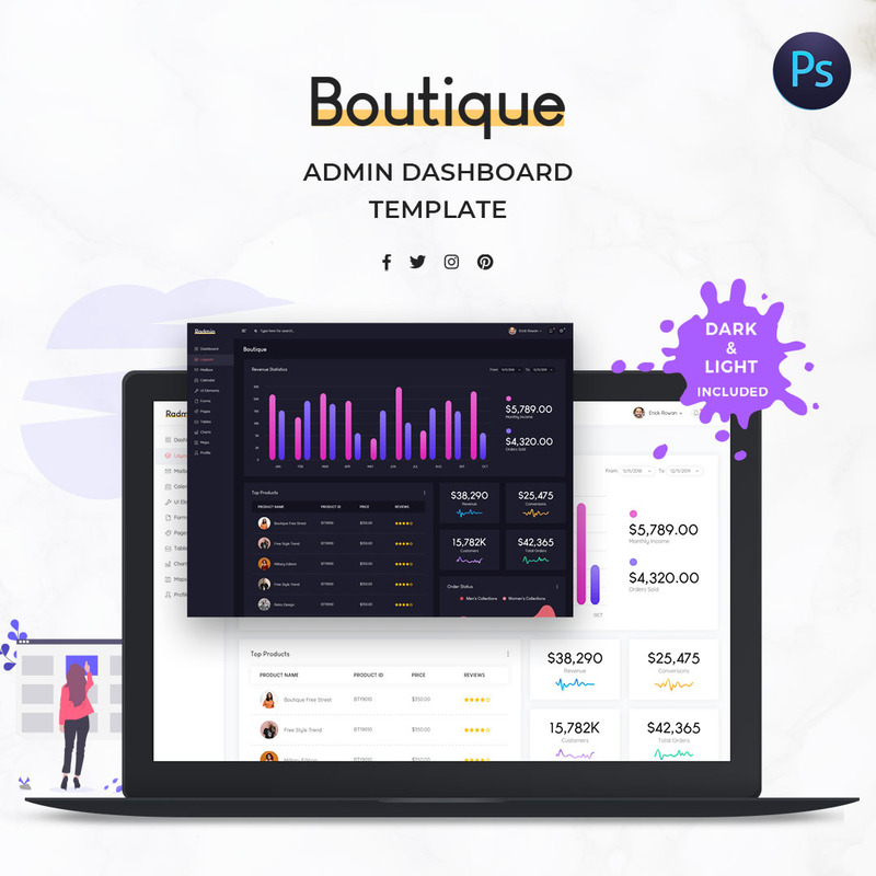 Boutique Admin Dashboard UI Elements - Features Image 1