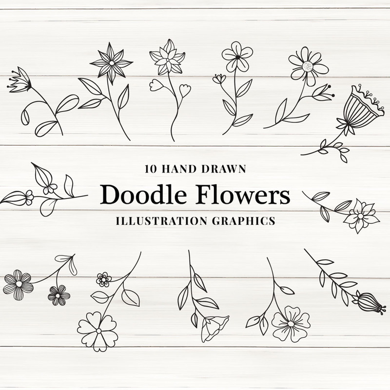 Doodle Flower Collection - Illustrazione - Caratteristiche Immagine 1