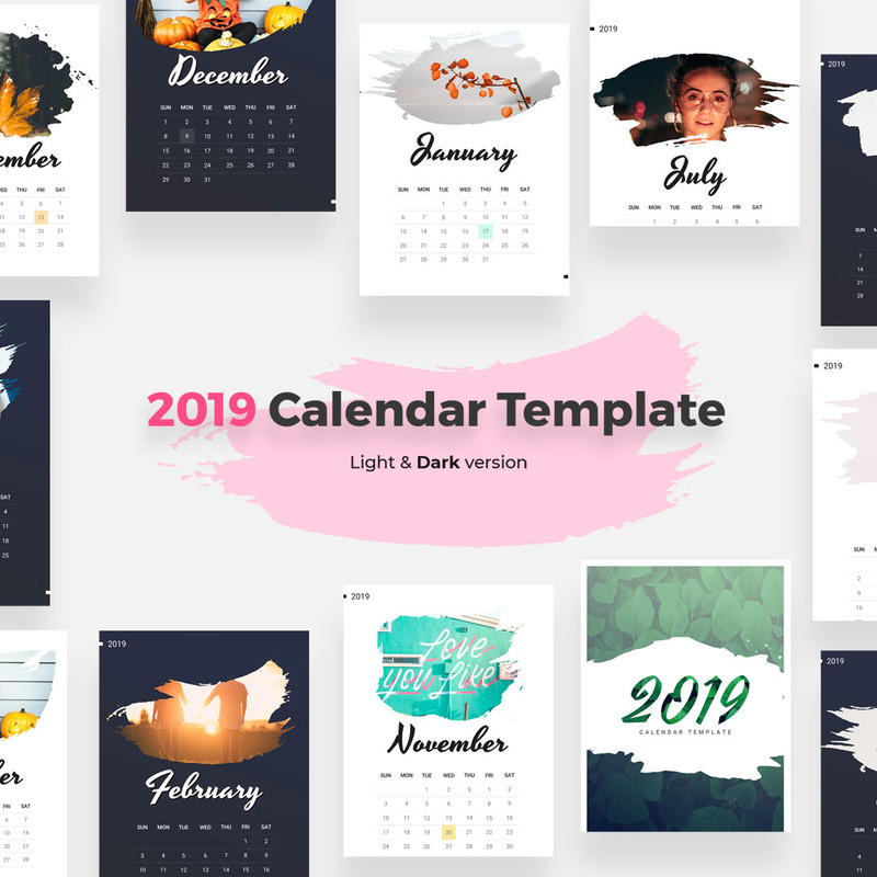 Calendar Light & Dark Version - Corporate Identity Template - Features Image 1