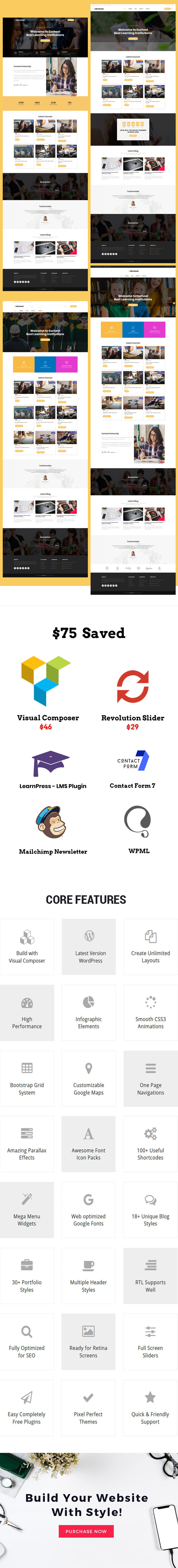 Eschool - Education, University & School WordPress Theme - Features Image 1