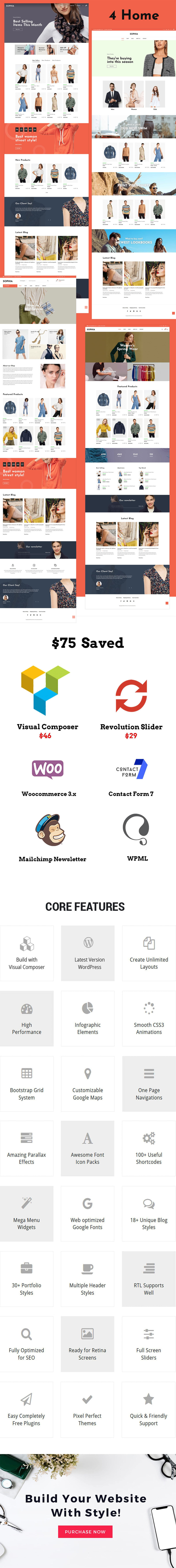 Sophia - Fashion WordPress WooCommerce Theme - Features Image 1