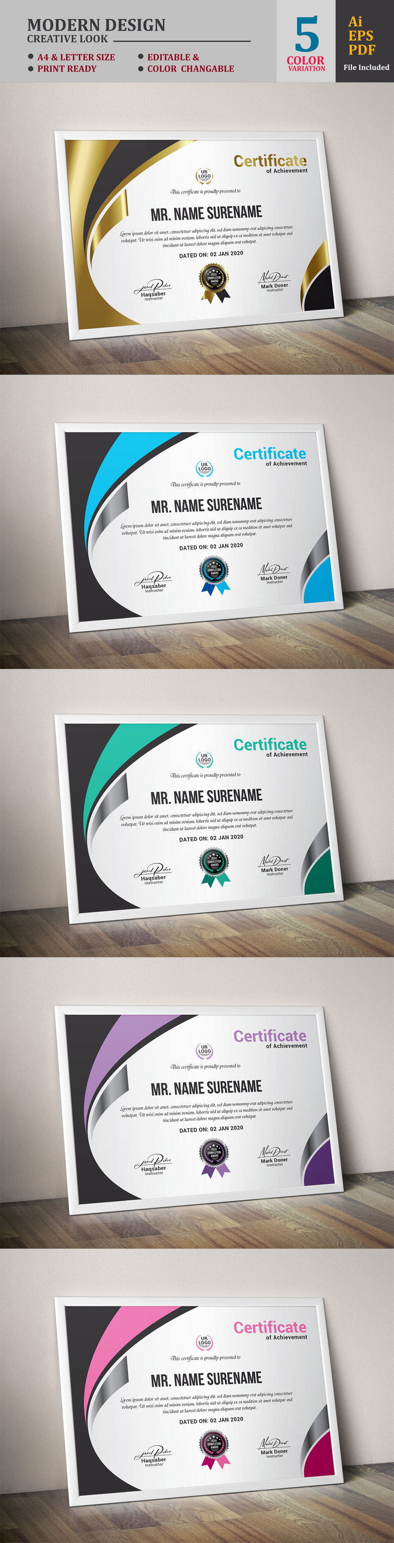 Gold Certificate Template - Features Image 1