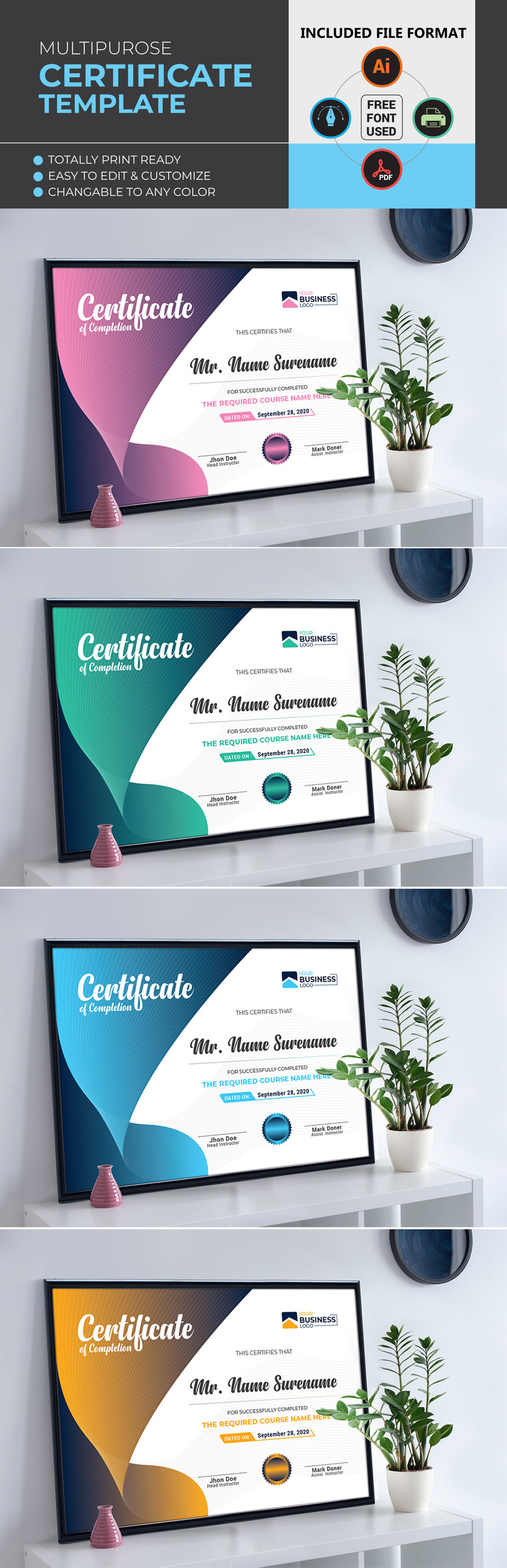 Plantilla de certificado de logros con estilo - Features Image 1