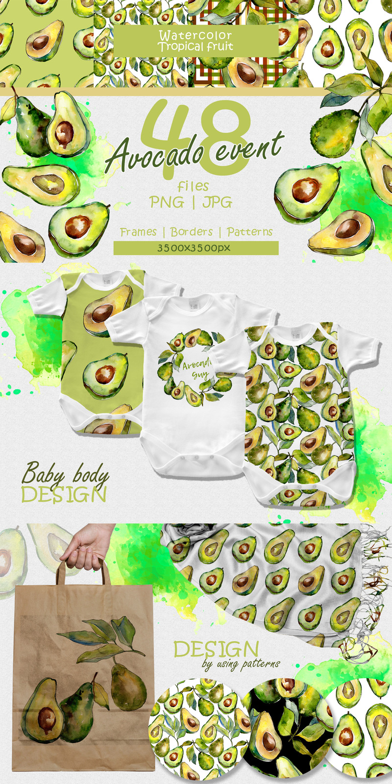 Aguacate Evento PNG Acuarela Set - Ilustración - Características Imagen 1