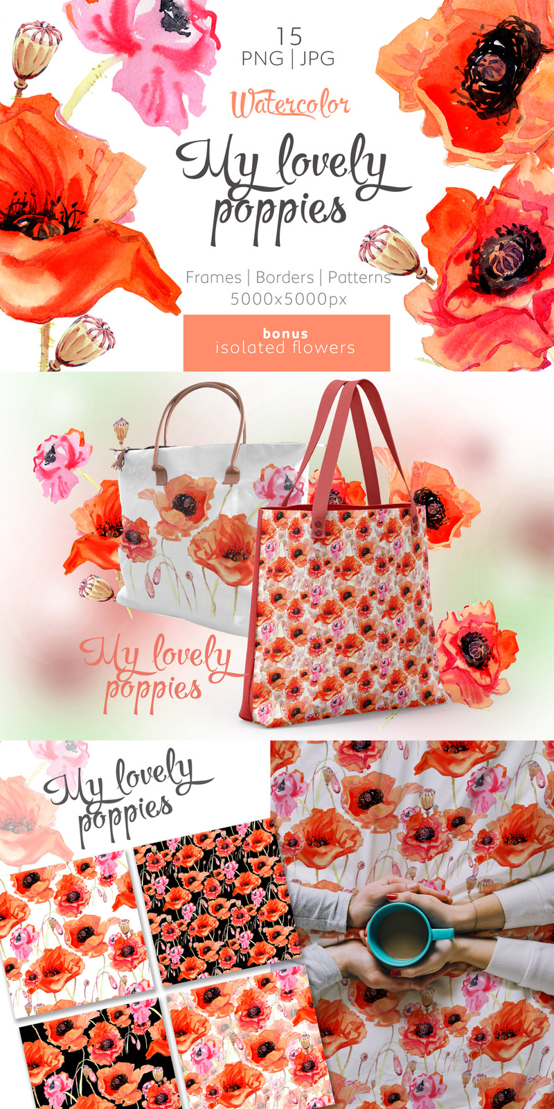 My Lovely Poppies - PNG Watercolor - Illustration - Features Image 1