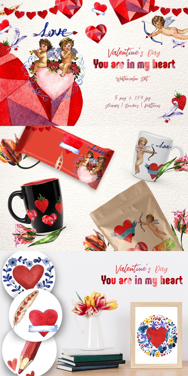 Valentines Day PNG Watercolor Set - Illustration - Features Image 1