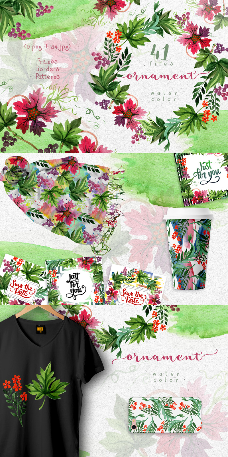 Conjunto de folhas em aquarela de ornamento de outono PNG - ilustração - Features Image 1