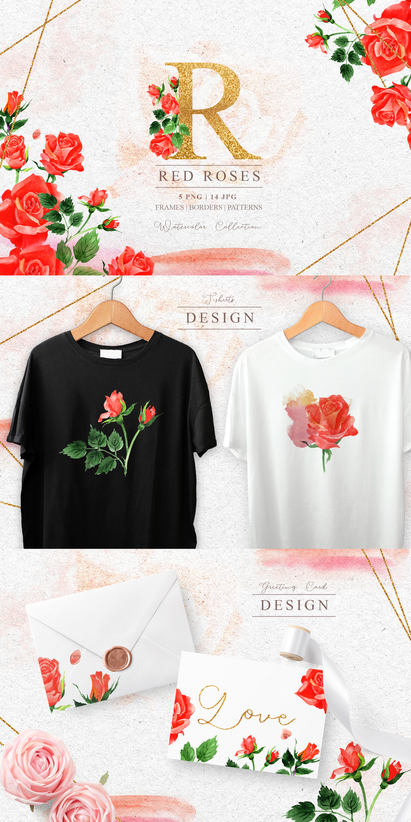 R-Роза акварельный набор PNG - Иллюстрация - Features Image 1
