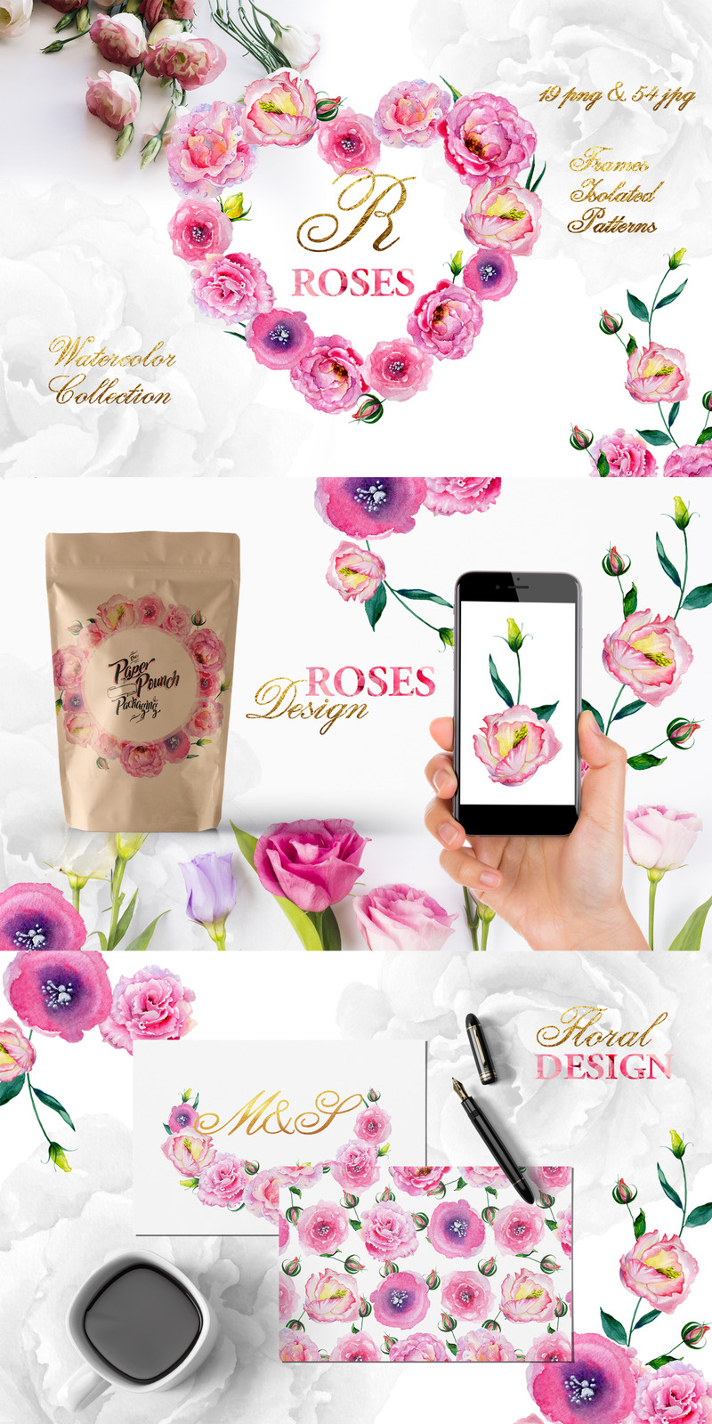 Pink roses Watercolor Png - Illustration - Features Image 1
