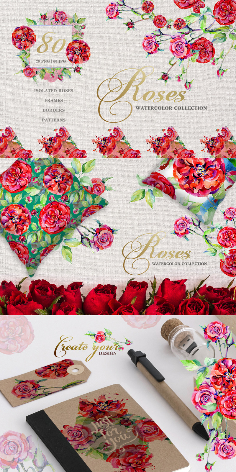 Rose Red Magic Watercolor Png - Illustration - Features Image 1
