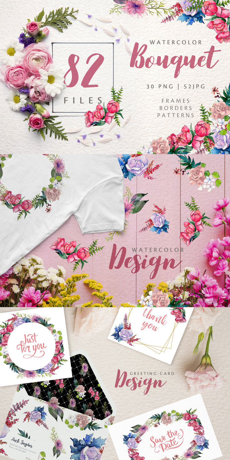 Wonderful Rose Bouquet Watercolor - Illustration - Features Image 1