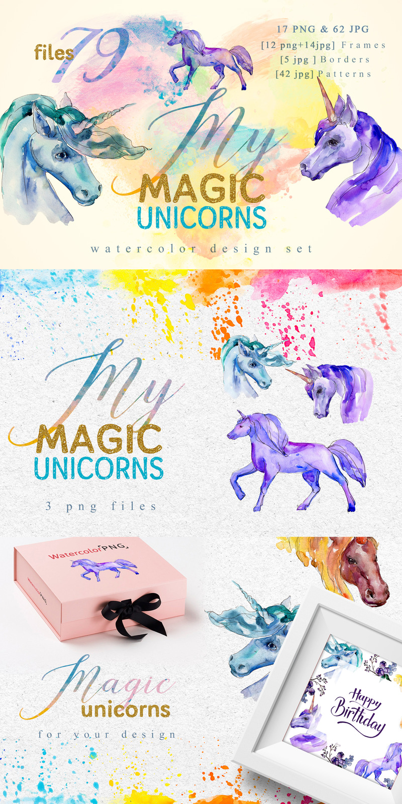 魔术独角兽水彩png-插图 - Features Image 1