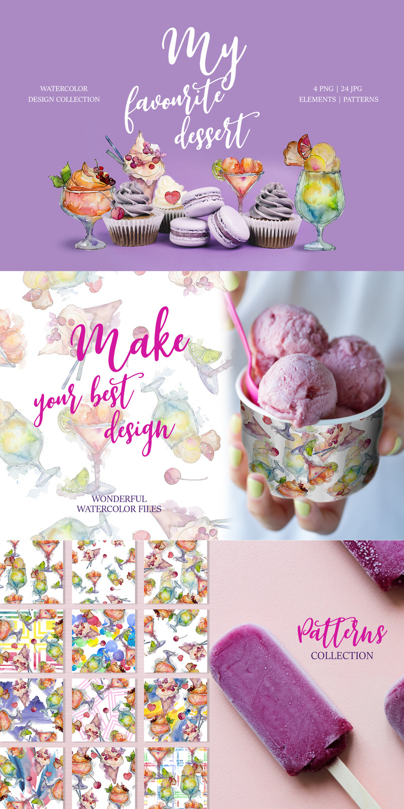 Ice Cream Fruit Watercolor Png - Illustration - Features Image 1