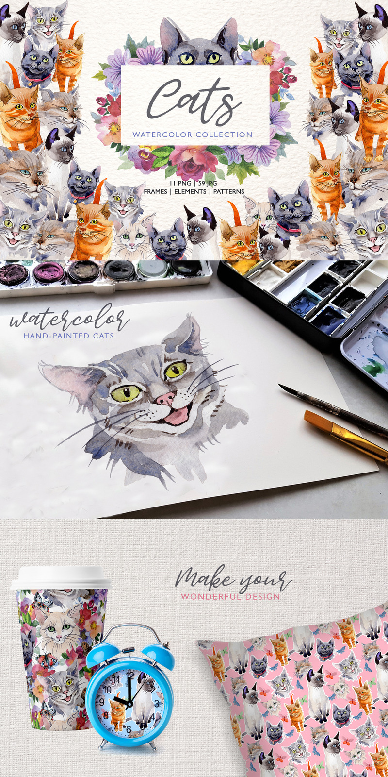 Cats Watercolor png - Illustration - Features Image 1