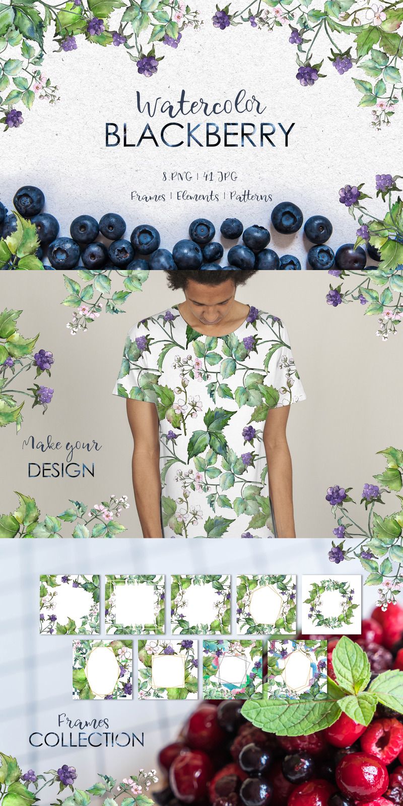 Blackberry Watercolor png - Illustration - Features Image 1