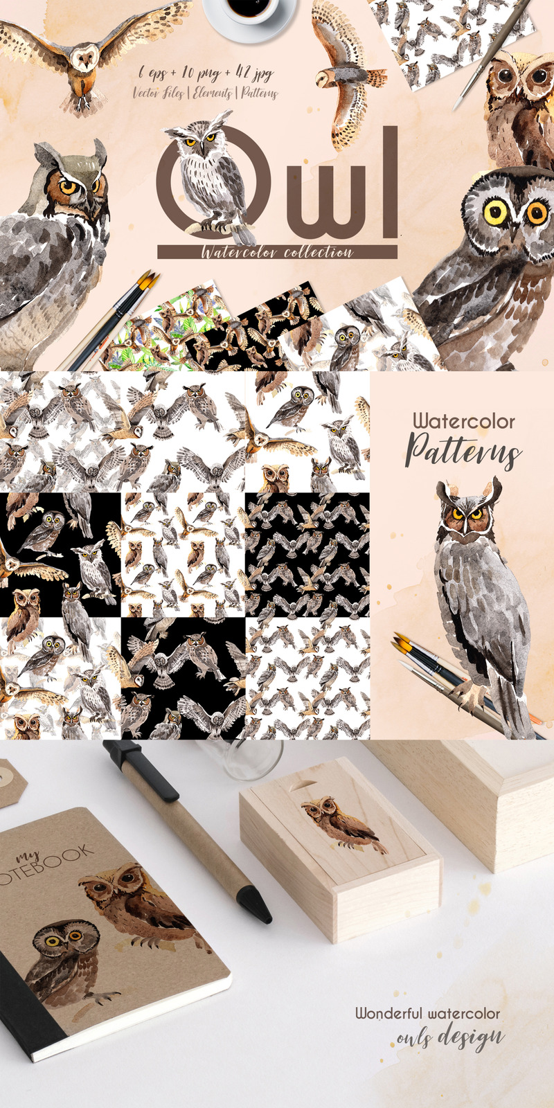 Owl Watercolor png - Illustration - Features Image 1