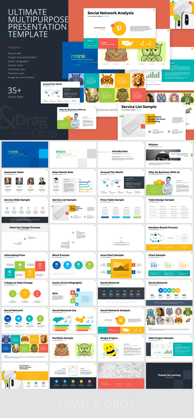 Mona - Ultimate Multipurpose PowerPoint template - Features Image 1
