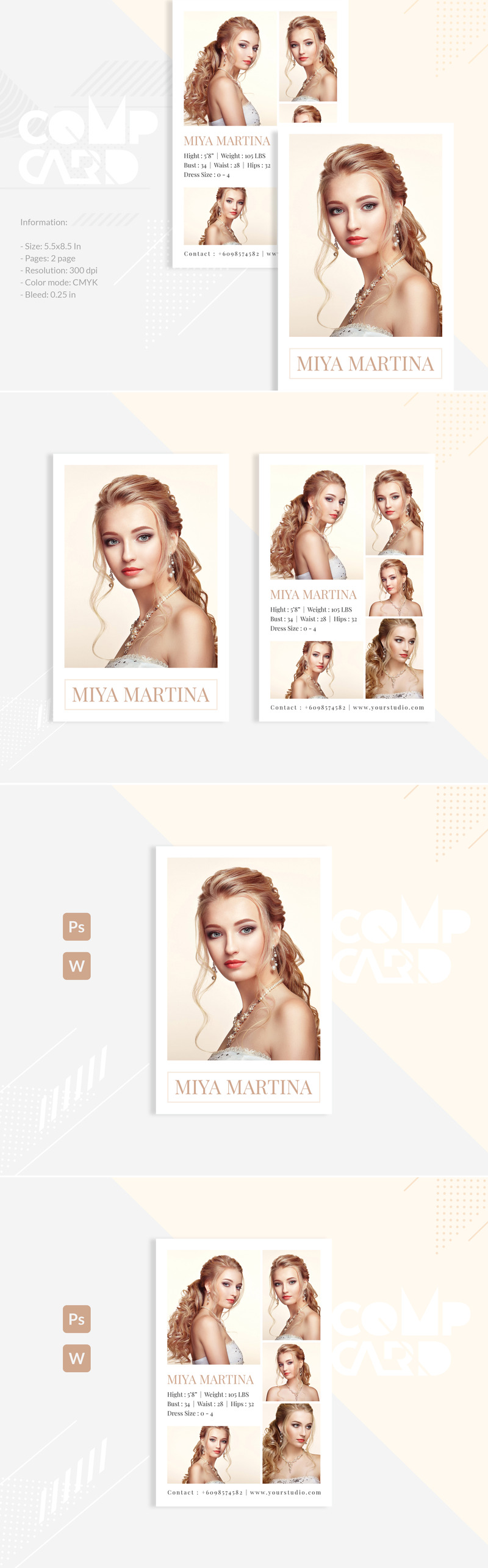 Miya Martina - Modeling Comp Card Corporate Identity Template - Features Image 1