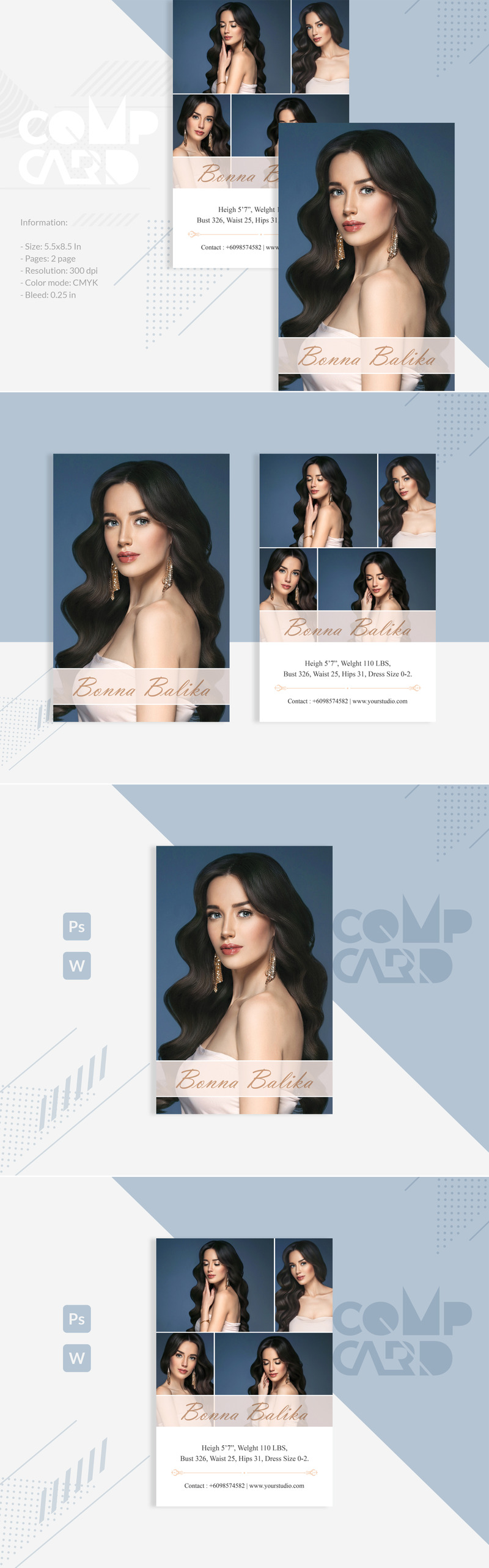 Bonna Balika - Modeling Comp Card Template - Corporate Identity Template - Features Image 1