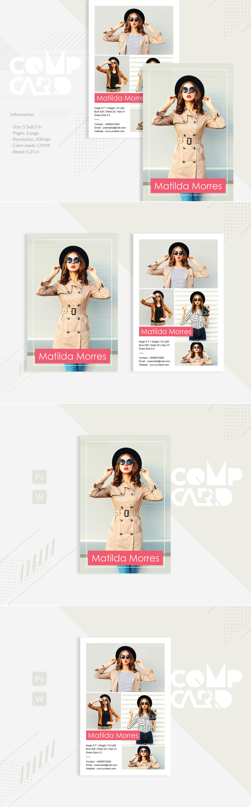 Matilda Morres - Model Comp Card Template Corporate Identity Template - Features Image 1