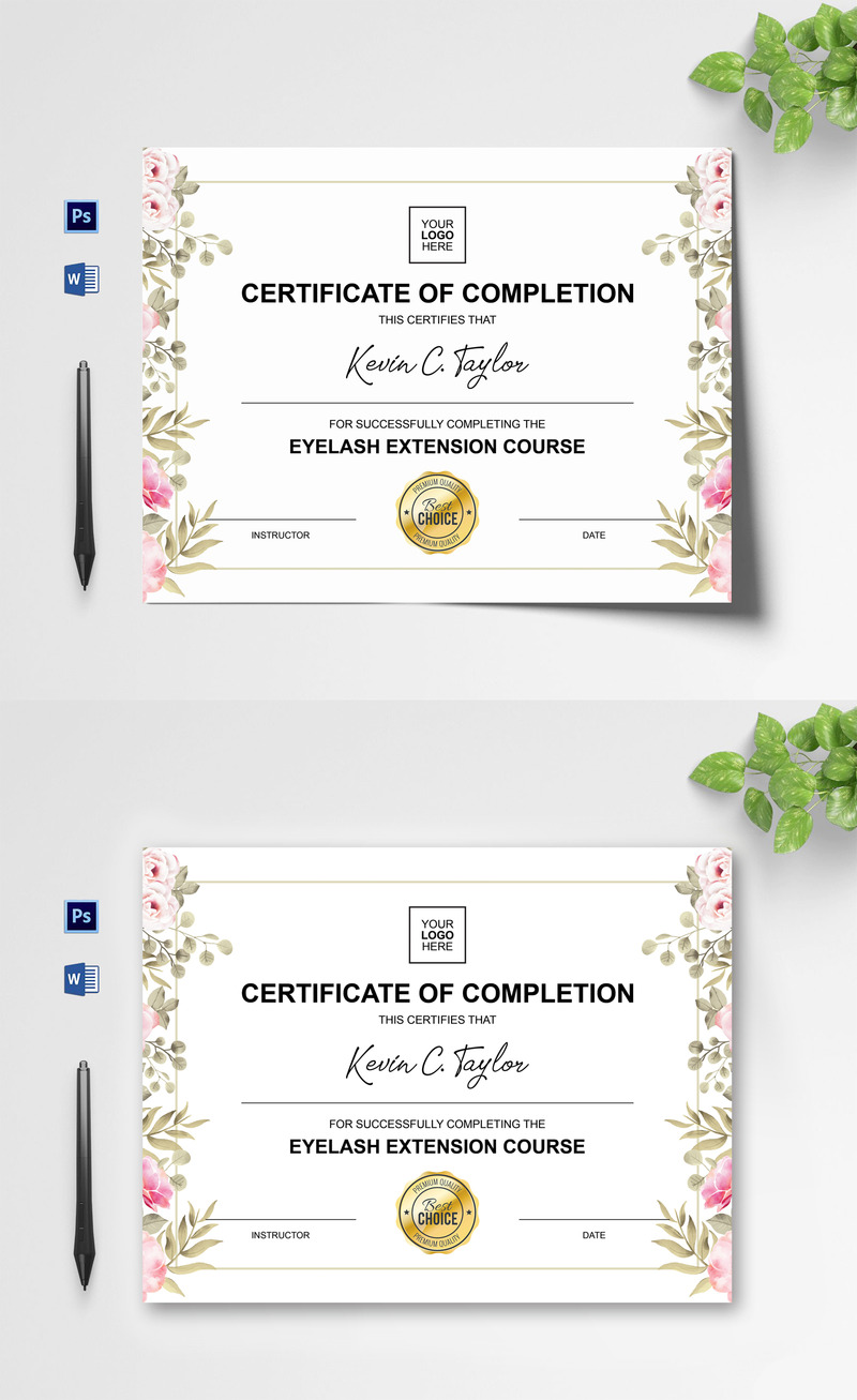 Floral Frame Certificate Template - Features Image 1